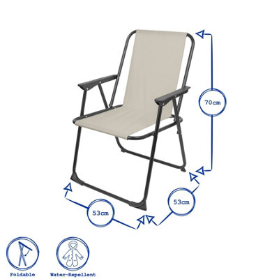 Harbour Housewares Folding Metal Beach Chairs - Matt Black/Navy - Pack of 2