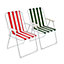 Harbour Housewares - Folding Metal Beach Chairs - Red/Green Stripe - Pack of 2