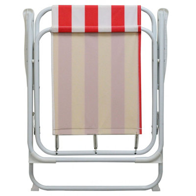 Harbour Housewares - Folding Metal Beach Chairs - Red/Green Stripe - Pack of 2 - 6