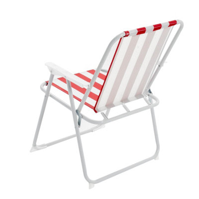 Harbour Housewares - Folding Metal Beach Chairs - Red/Green Stripe - Pack of 2 - 7
