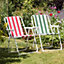 Harbour Housewares - Folding Metal Beach Chairs - Red/Green Stripe - Pack of 4