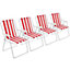 Harbour Housewares - Folding Metal Beach Chairs - Red Stripe - Pack of 4