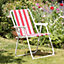 Harbour Housewares - Folding Metal Beach Chairs - Red Stripe - Pack of 6