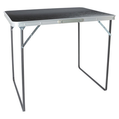 Harbour Housewares Folding Metal Camping Table - 80cm x 60cm - Black