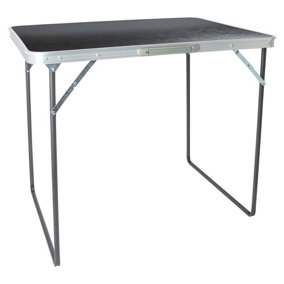 Harbour Housewares - Folding Metal Camping Table - 80cm x 60cm - Black