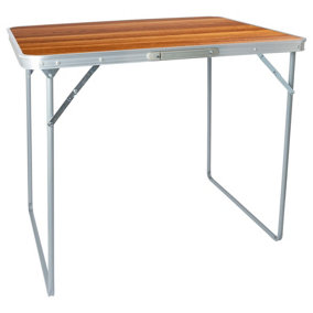 Harbour Housewares - Folding Metal Camping Table - 80cm x 60cm - Wood