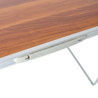 Harbour Housewares - Folding Metal Camping Table - 80cm x 60cm - Wood - 6