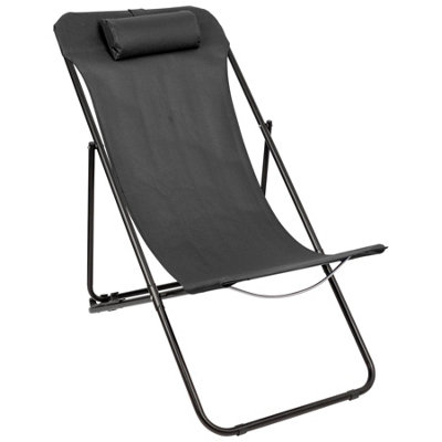 GoodHome Joline Steel grey Metal Foldable Deck chair DIY at B Q