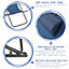 Harbour Housewares Folding Metal Deck Chair - Matt Black/Navy