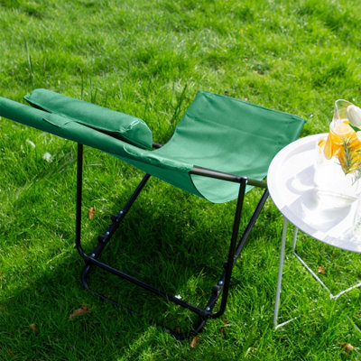 Harbour Housewares Folding Metal Deck Chairs - Matt Black/Green - Pack of 4 - 7