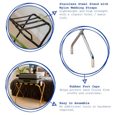 Harbour Housewares - Folding Metal Luggage Rack - Black