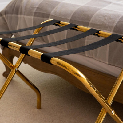 Harbour Housewares Folding Metal Luggage Rack - Gold