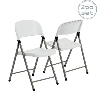 Harbour Housewares - Folding Trestle Chairs - White - Pack of 2