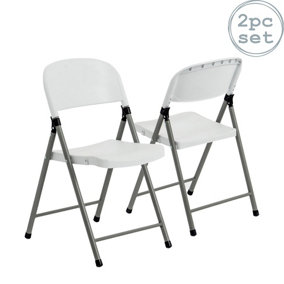 Harbour Housewares - Folding Trestle Chairs - White - Pack of 2