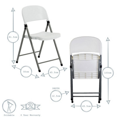 Harbour Housewares - Folding Trestle Chairs - White - Pack of 6