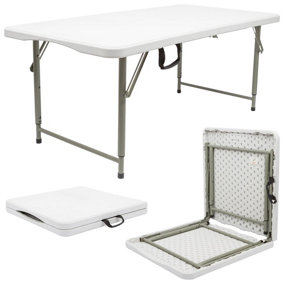 Harbour Housewares Folding Trestle Table - 120cm (4ft) - White - Height Adjustable