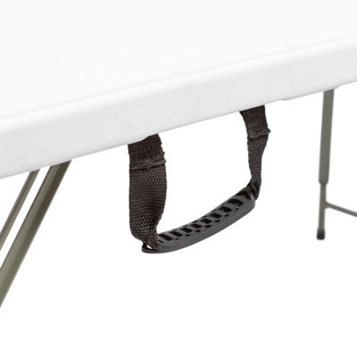 Harbour Housewares Folding Trestle Table - 120cm (4ft) - White - Height Adjustable - 5