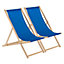 Harbour Housewares - Folding Wooden Beach Chairs - Blue - Pack of 2