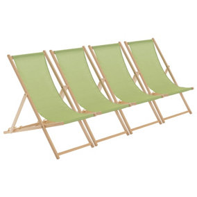 Harbour Housewares - Folding Wooden Beach Chairs - Lime Green - Pack of 4