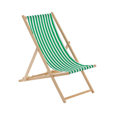 Harbour Housewares - Folding Wooden Deck Chair - Green Stripe