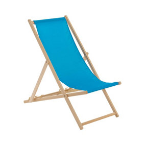 Harbour Housewares - Folding Wooden Deck Chair - Light Blue