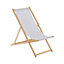 Harbour Housewares - Folding Wooden Deck Chair - Light Grey Stripe
