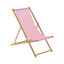 Harbour Housewares - Folding Wooden Deck Chair - Light Pink