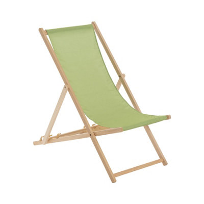 Harbour Housewares - Folding Wooden Deck Chair - Lime Green