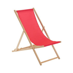 Harbour Housewares Folding Wooden Deck Chair - Pink