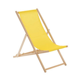 Harbour Housewares - Folding Wooden Deck Chair - Yellow