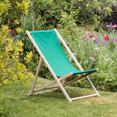 Harbour Housewares - Folding Wooden Deck Chairs - Green - Pack of 2 - 5