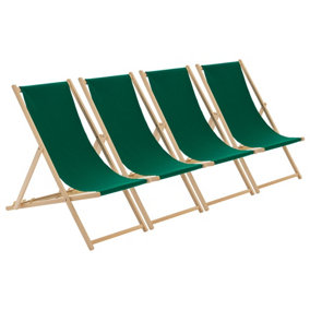 Harbour Housewares - Folding Wooden Deck Chairs - Green - Pack of 4