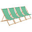 Harbour Housewares - Folding Wooden Deck Chairs - Green Stripe - Pack of 4