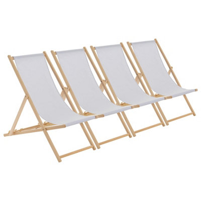 Harbour Housewares - Folding Wooden Deck Chairs - Light Grey - Pack of ...