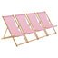 Harbour Housewares - Folding Wooden Deck Chairs - Light Pink - Pack of 4