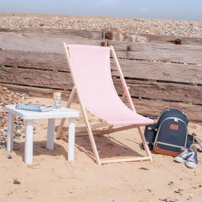 Harbour Housewares - Folding Wooden Deck Chairs - Light Pink - Pack of 4 - 4
