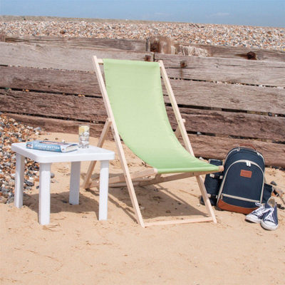 Harbour Housewares - Folding Wooden Deck Chairs - Lime Green - Pack of 2 - 4