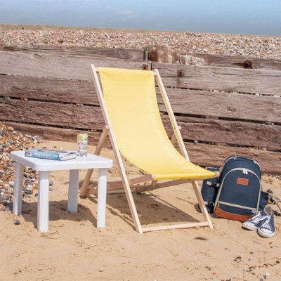 Harbour Housewares - Folding Wooden Deck Chairs - Mustard - Pack of 4 - 4