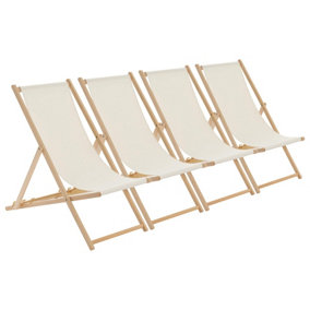 Harbour Housewares - Folding Wooden Deck Chairs - Natural - Pack of 4