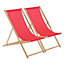 Harbour Housewares - Folding Wooden Deck Chairs - Pink - Pack of 2