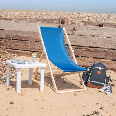 Harbour Housewares - Folding Wooden Deck Chairs - Red/Blue - Pack of 2 - 7