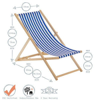 Harbour Housewares - Folding Wooden Deck Chairs - Red Stripe - Pack of 2 - 6