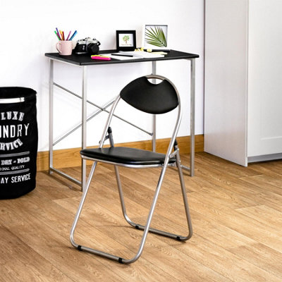 Harbour Housewares - Folding Wooden Desk & Chair Set - Black/Silver