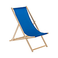 Harbour Housewares - Folding Wooden Garden Deck Chair - Blue