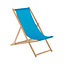 Harbour Housewares - Folding Wooden Garden Deck Chair - Light Blue