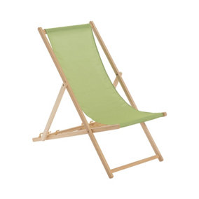 Harbour Housewares - Folding Wooden Garden Deck Chair - Lime Green