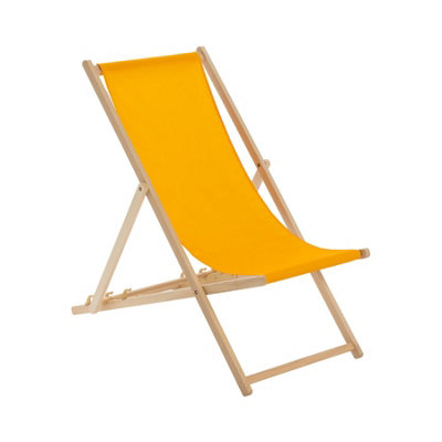 Harbour Housewares Folding Wooden Garden Deck Chair Orange DIY at B&Q