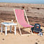 Harbour Housewares - Folding Wooden Garden Deck Chair - Red Stripe
