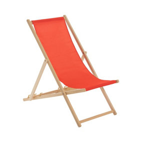 Harbour Housewares - Folding Wooden Garden Deck Chair - Red