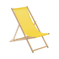 Harbour Housewares - Folding Wooden Garden Deck Chair - Yellow